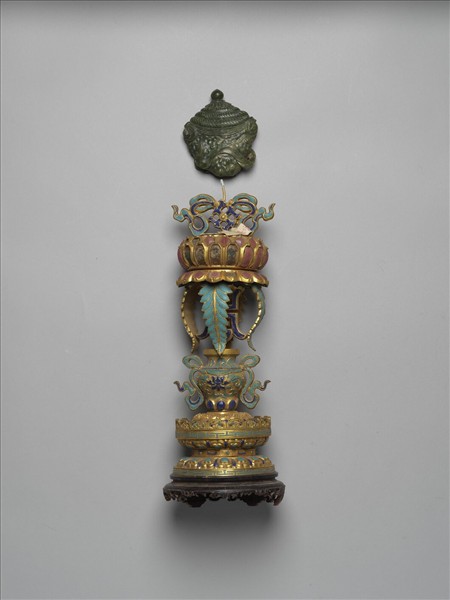 銅鍍金嵌料石八寶（華蓋）