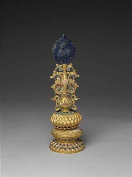 銅鍍金嵌青金石及填料七政寶（寶珠）