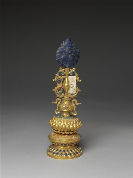 銅鍍金嵌青金石及填料七政寶（寶珠）