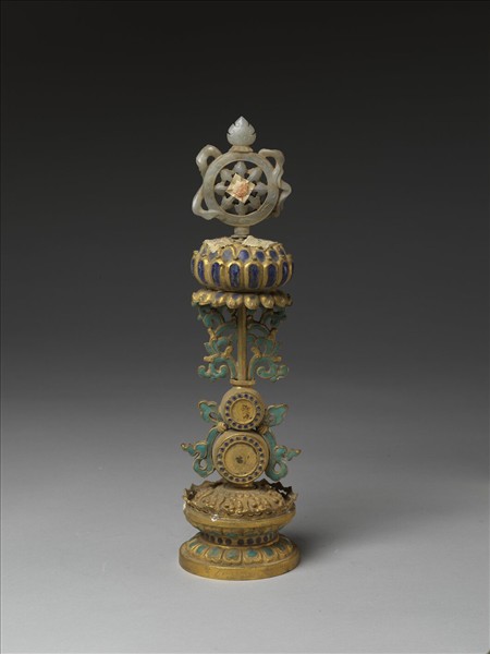 銅鍍金嵌玉及填料八寶（法輪）
