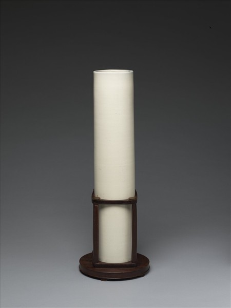 潮州窯 白瓷筒式花插