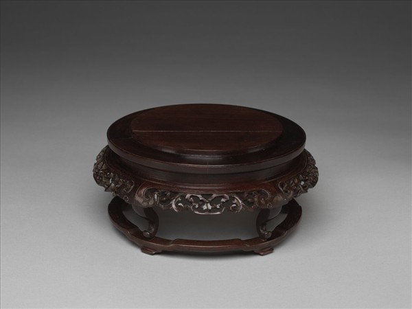 紫檀卷草紋木座