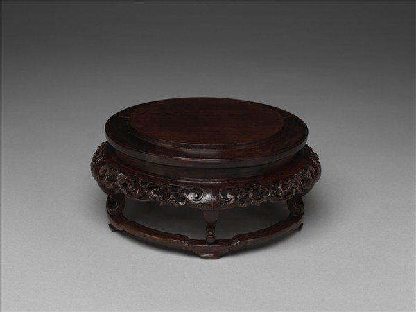 紫檀卷草紋木座