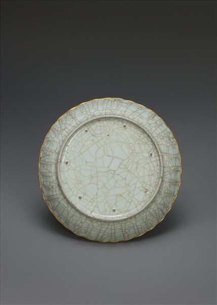 官窯 青瓷菊花式盤