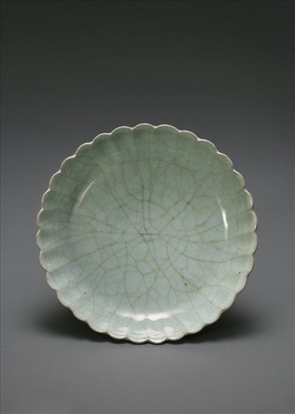 官窯 青瓷菊花式盤