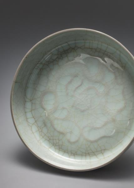 官窯 青瓷印花龍紋洗