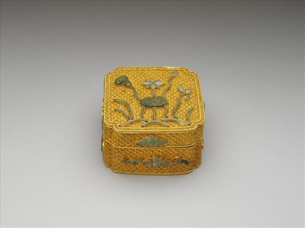 鍍金嵌綠松石方盒