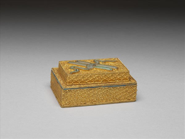 鍍金嵌綠松石書卷盒