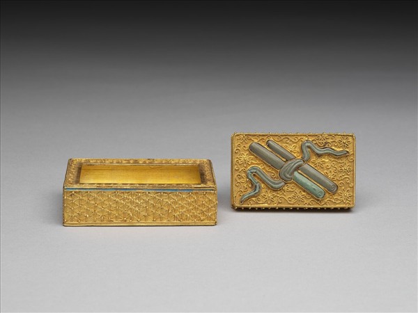 鍍金嵌綠松石書卷盒