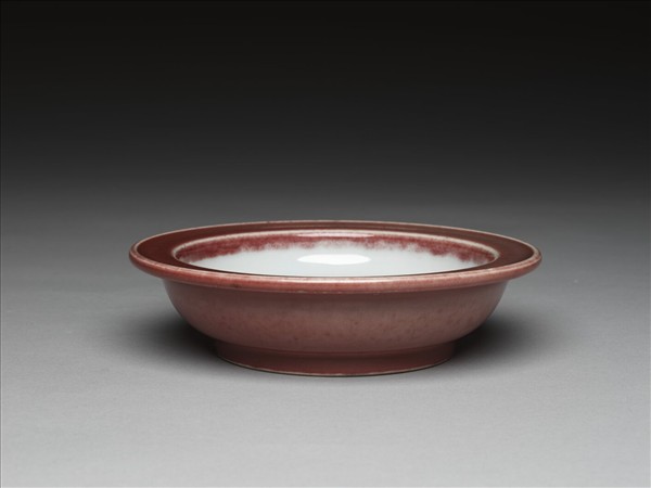 紅釉盆托