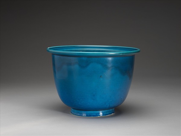 孔雀藍釉花盆