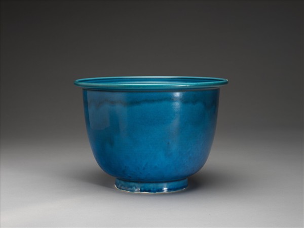 孔雀藍釉花盆