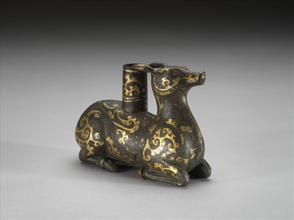 錯金銀銅鹿形表座