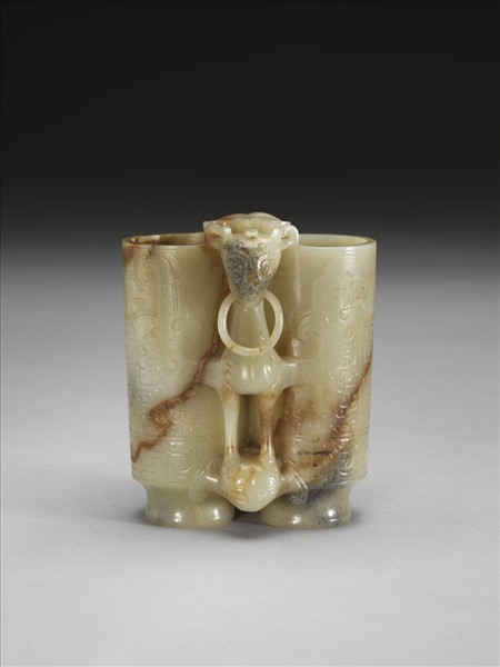 仿古玉鷹熊雙聯瓶