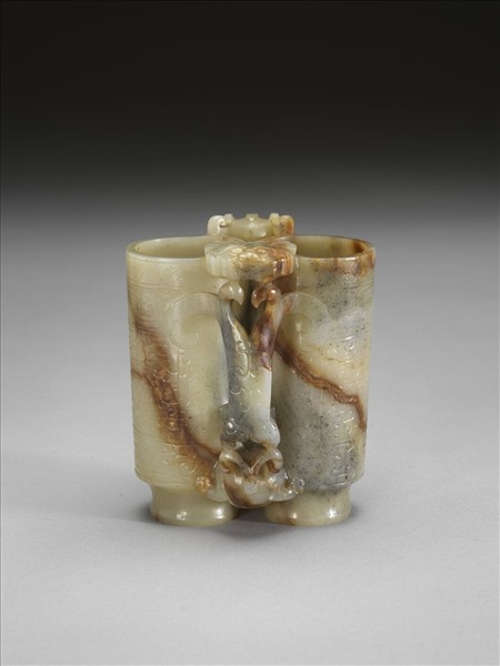 仿古玉鷹熊雙聯瓶