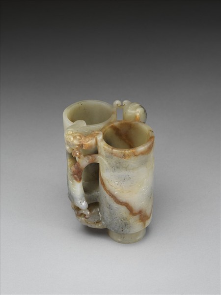 仿古玉鷹熊雙聯瓶