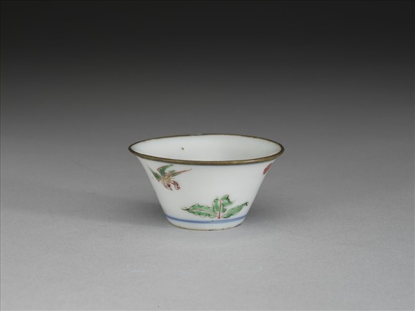 五彩花卉紋銅口套杯