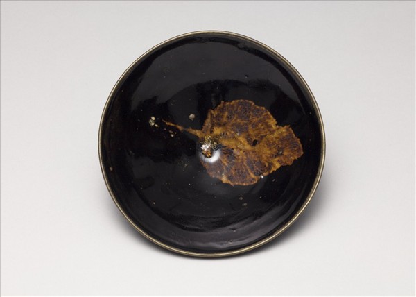 吉州窯 黑釉葉紋碗