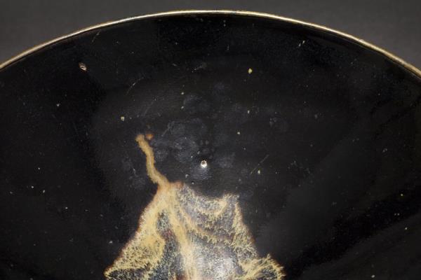 吉州窯 烏金釉葉紋碗