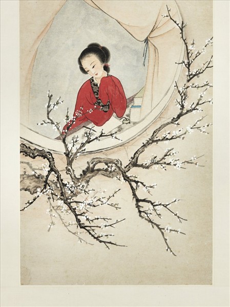 民國吳詠香深閨詠花人　軸