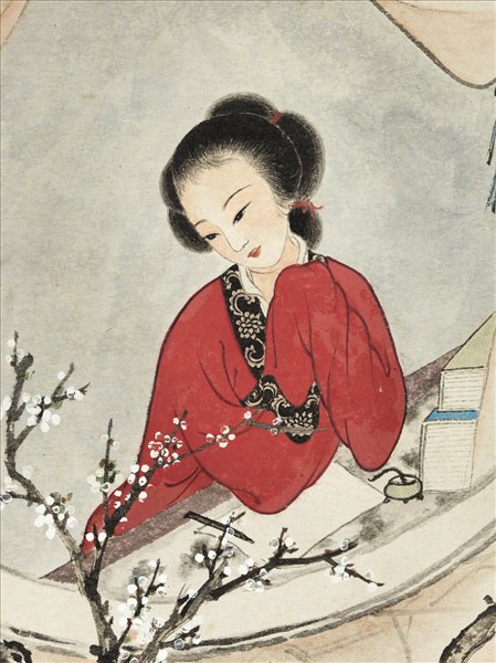 民國吳詠香深閨詠花人　軸