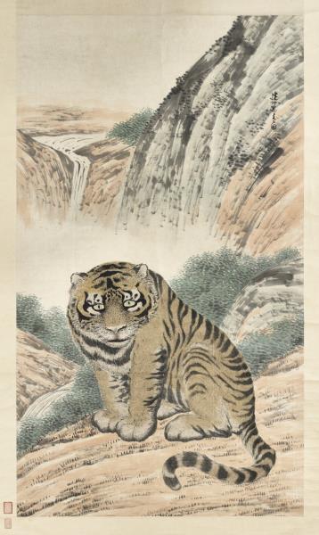 清馬負圖畫虎　軸