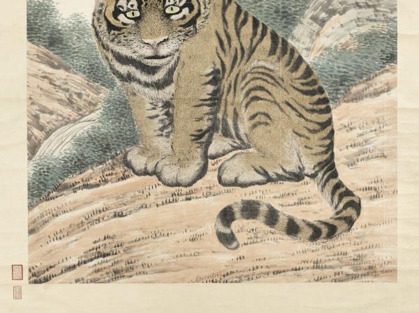 清馬負圖畫虎　軸