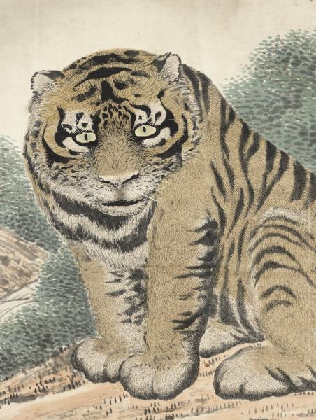 清馬負圖畫虎　軸