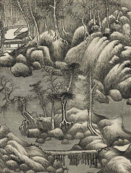 清黃鼎仿董源萬木奇峰　軸