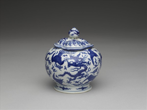 青花龍鳳紋蓋罐