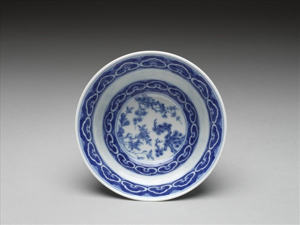 青花歲寒三友詩意圖碗