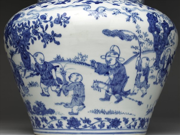 青花嬰戲圖蓋罐