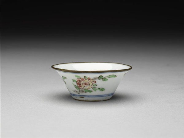 五彩花卉紋銅口套杯