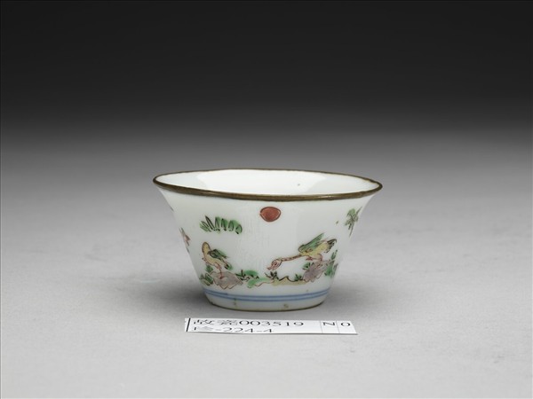 五彩花卉紋銅口套杯