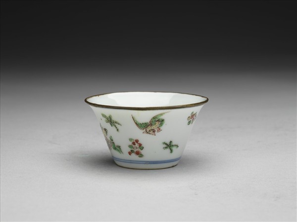 五彩花卉紋銅口套杯