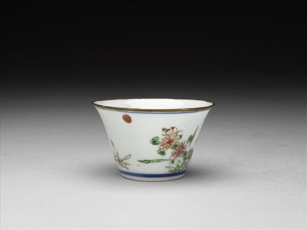 五彩花卉紋銅口套杯