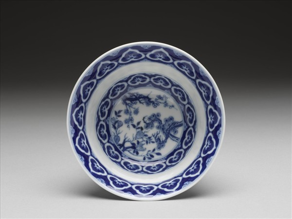 青花歲寒三友詩意圖碗