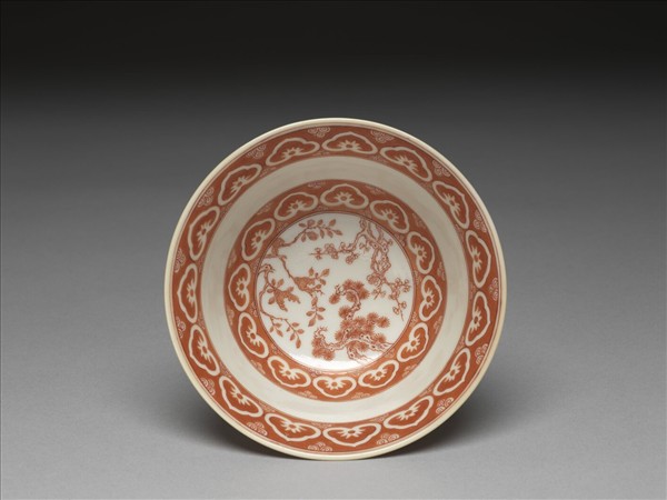 描紅歲寒三友詩意圖碗