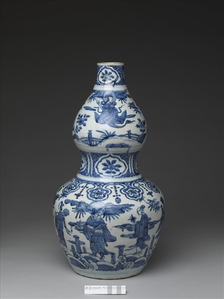 青花八仙祝壽圖葫蘆瓶
