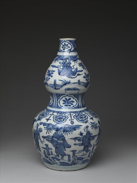 青花八仙祝壽圖葫蘆瓶