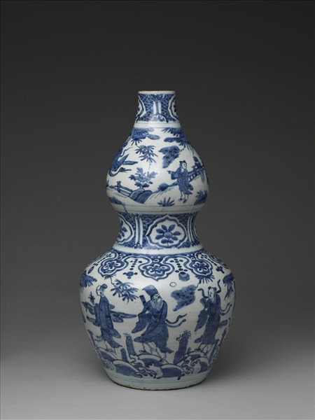 青花八仙祝壽圖葫蘆瓶