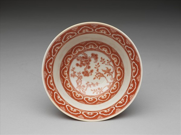 描紅歲寒三友詩意圖碗