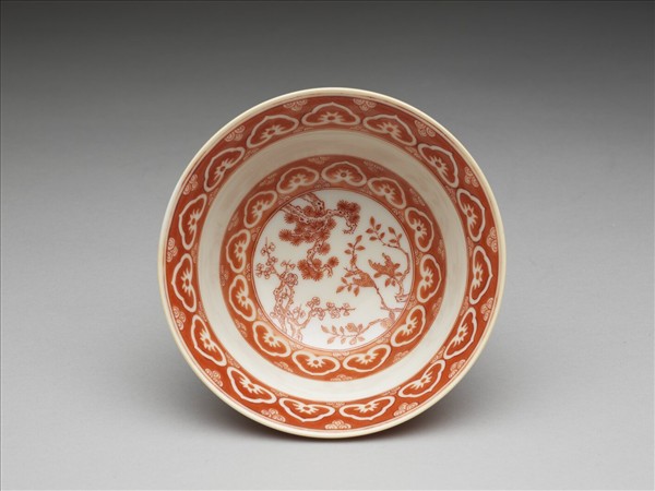 描紅歲寒三友詩意圖碗