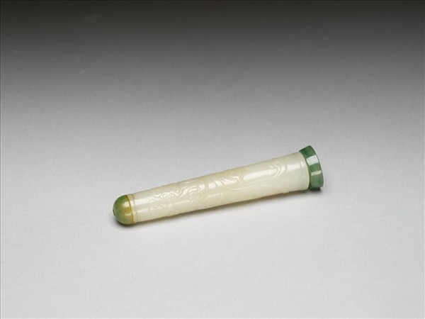 玉獸紋附蓋長管