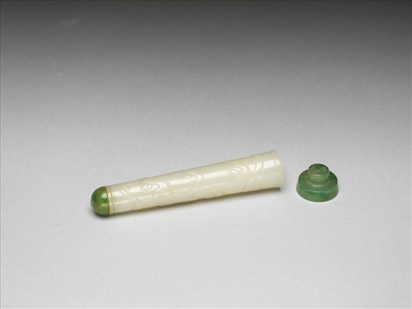 玉獸紋附蓋長管