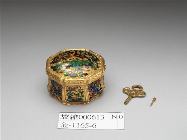 內填琺瑯花鳥盒式鬧鐘