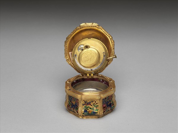 內填琺瑯花鳥盒式鬧鐘