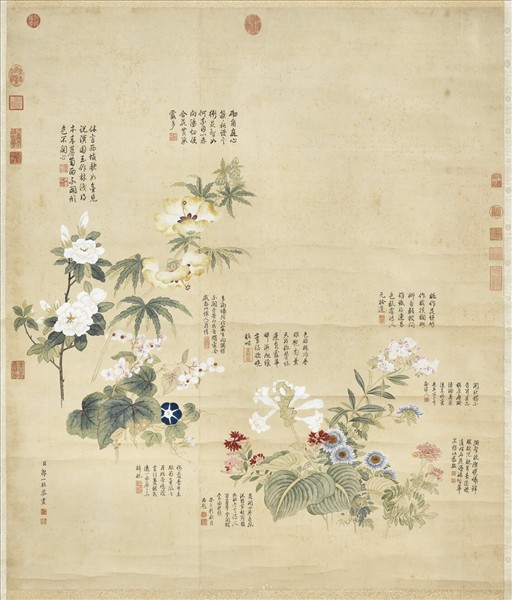 清鄒一桂秋花九種　軸