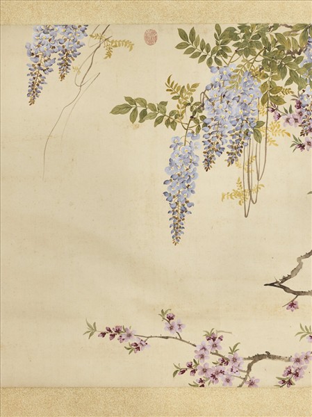 清鄒一桂桃花紫藤　軸