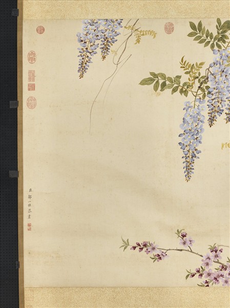 清鄒一桂桃花紫藤　軸